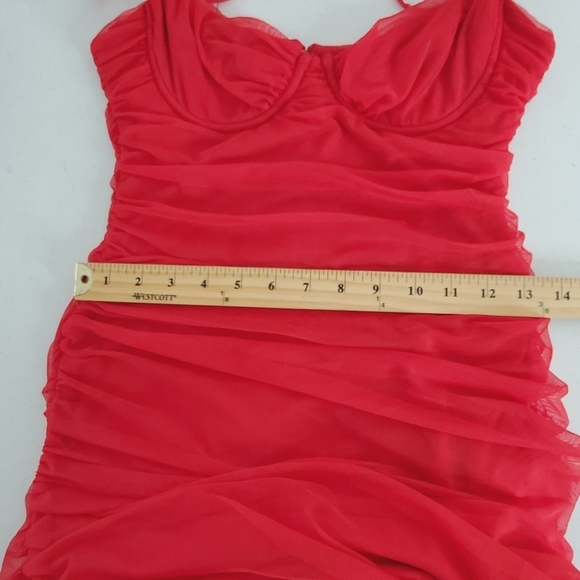 Babyboo Rochelle Maxi Dress L Red Mesh Bodycon Plunge Neckline NEW Vixen Party - Picture 10 of 15